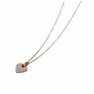 Inlaid Crystals Love Lock White Necklace Titanium Steel‎ & Artificial Diamond